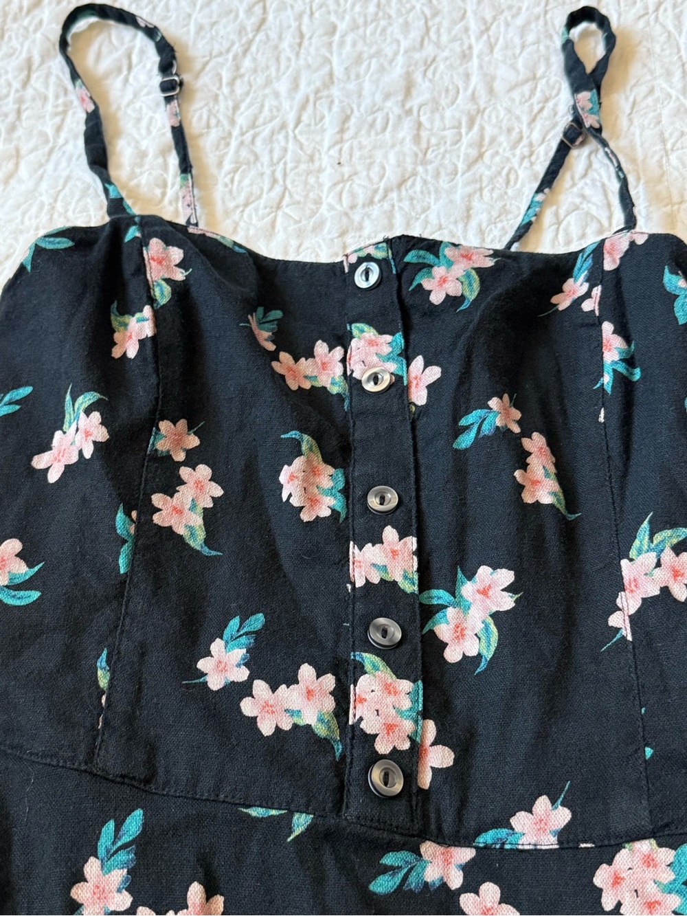 SALE Hollister Black Mini Dress with Pink Floral Print - Picture 6 of 8